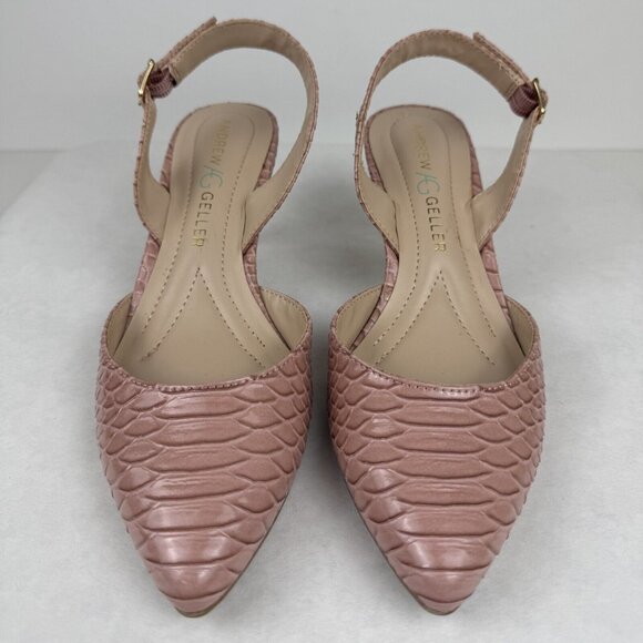Andrew Geller Neveah Womens Coral Slingback Kitten Heels Pointed Toe Size 7M - Picture 2 of 11